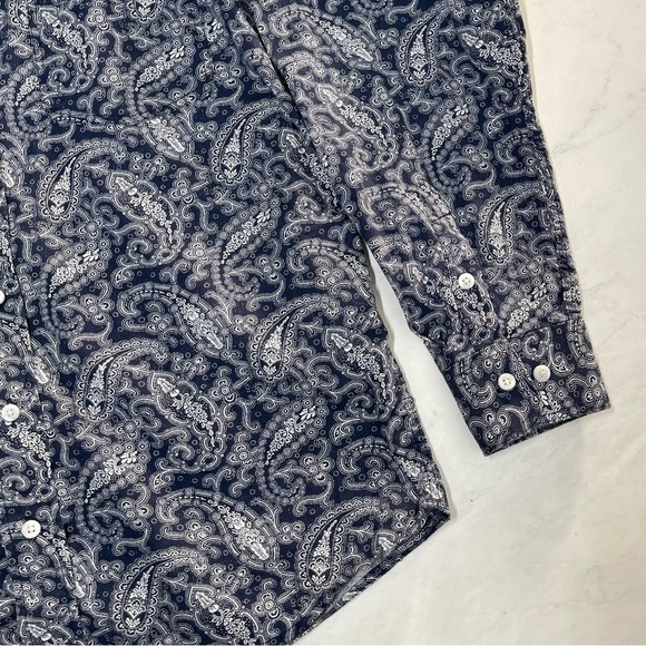 Panhandle Tuf Cooper Performance Blue Paisley Print Button Up Shirt Western - Picture 6 of 6